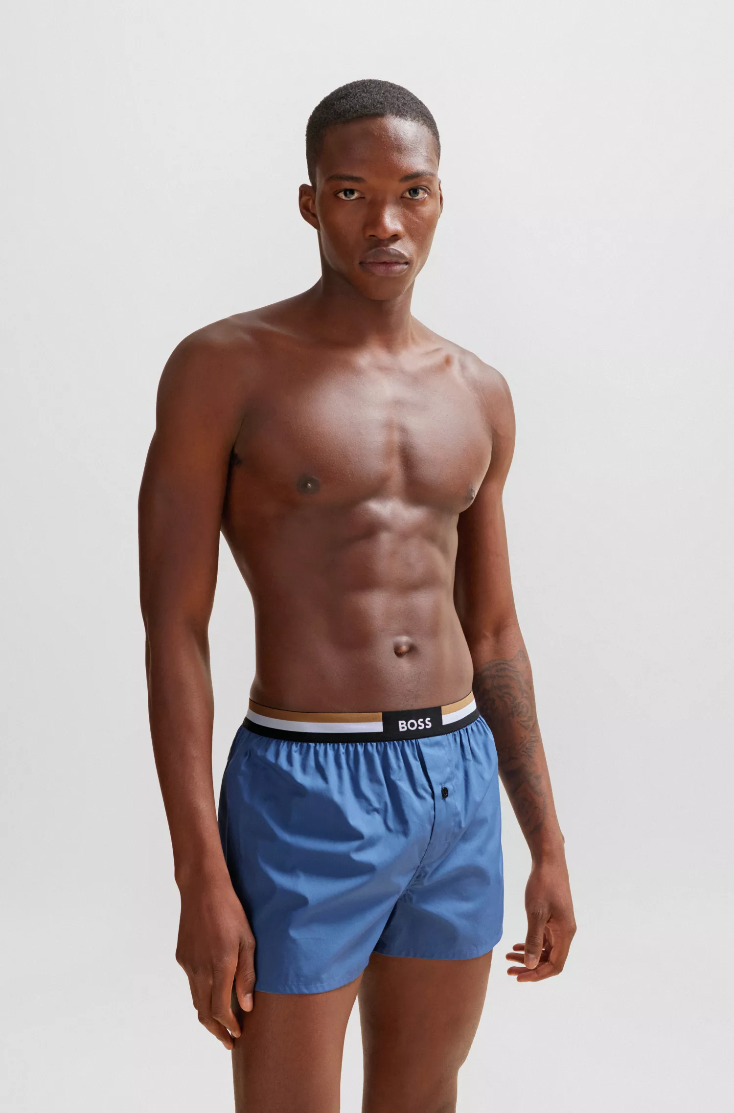 BOSS Preto - Pacote com dois shorts de pijama de algodão com cós característico.