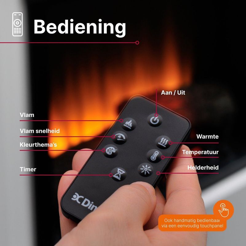 Dimplex - Portland - Elektrische Sfeerhaard - 1400W - Inbouw met Verwarming - LED Optiflame Vlameffect