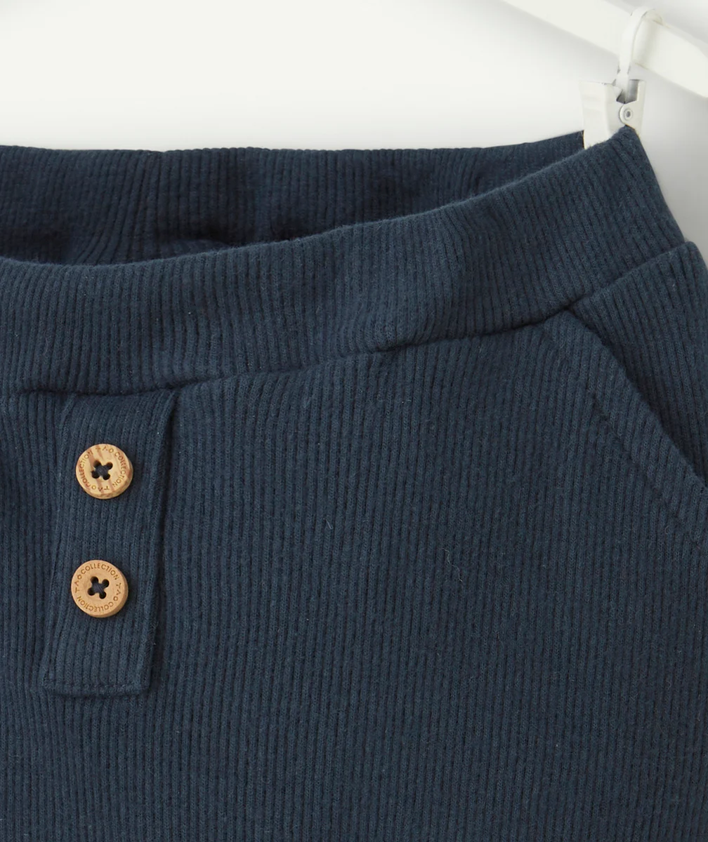 PANTALON SAROUEL BÉBÉ GARÇON BLEU MARINE CÔTELÉ