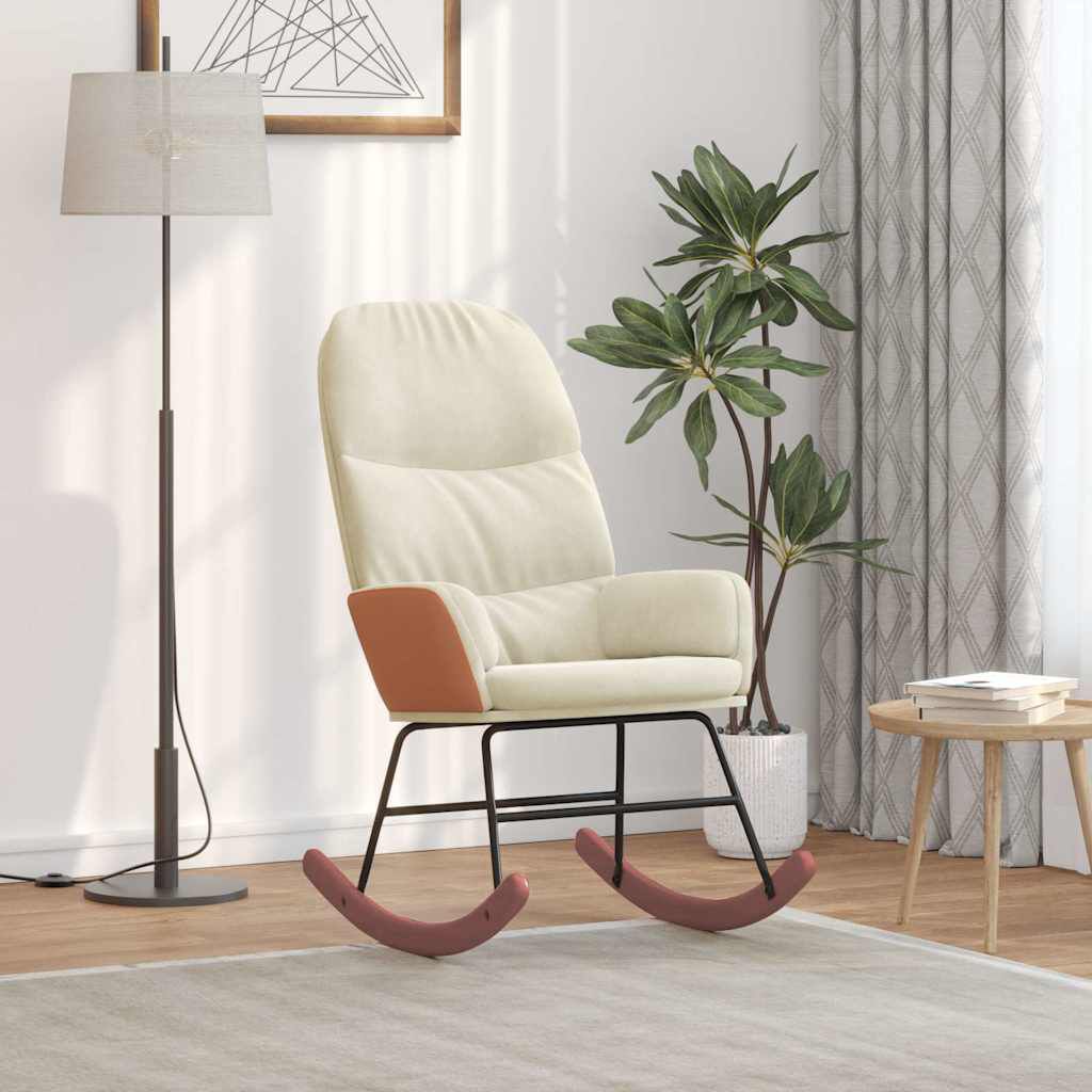 vidaXL Schommelstoel, Crème, Bekleed met Fluweel