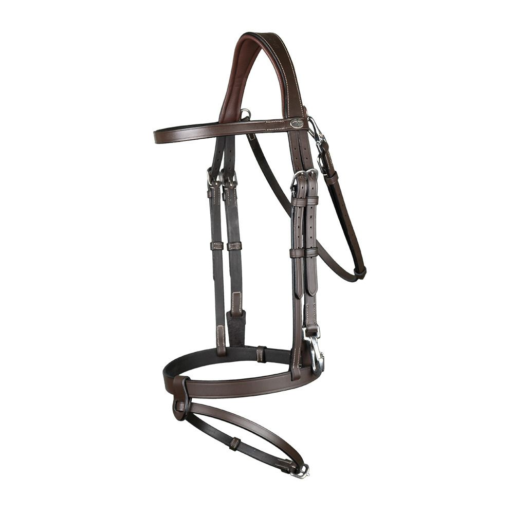 Dy'on WORKING - Bridon cuir plat avec mousqueton brun