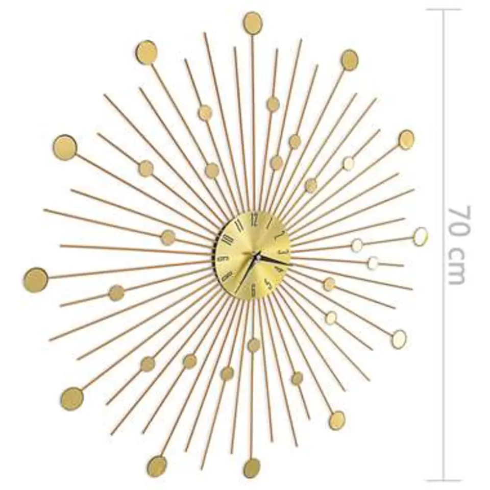 vidaXL - Wandklok - Goud - Metaal - 70 cm