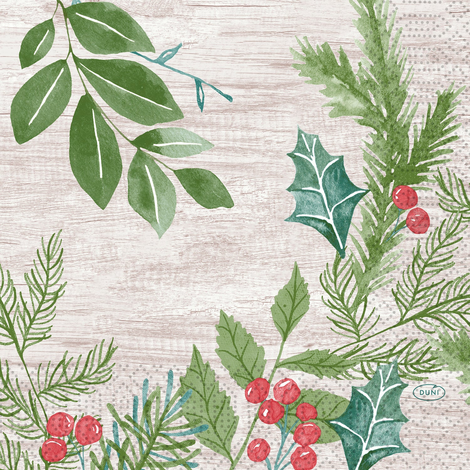 Duni servet Winter Greenery beige 33 x 33 cm 20 stuks