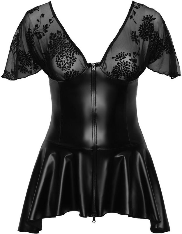 Noir Handmade Curves Kanten Mini Jurk - Zwart