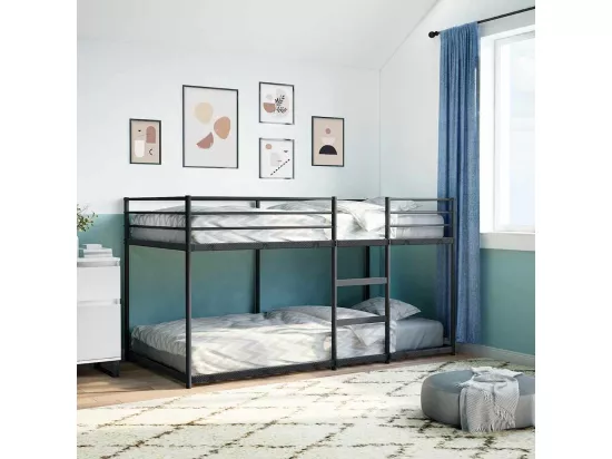 Lit superposé sans matelas noir 75x190 cm acier