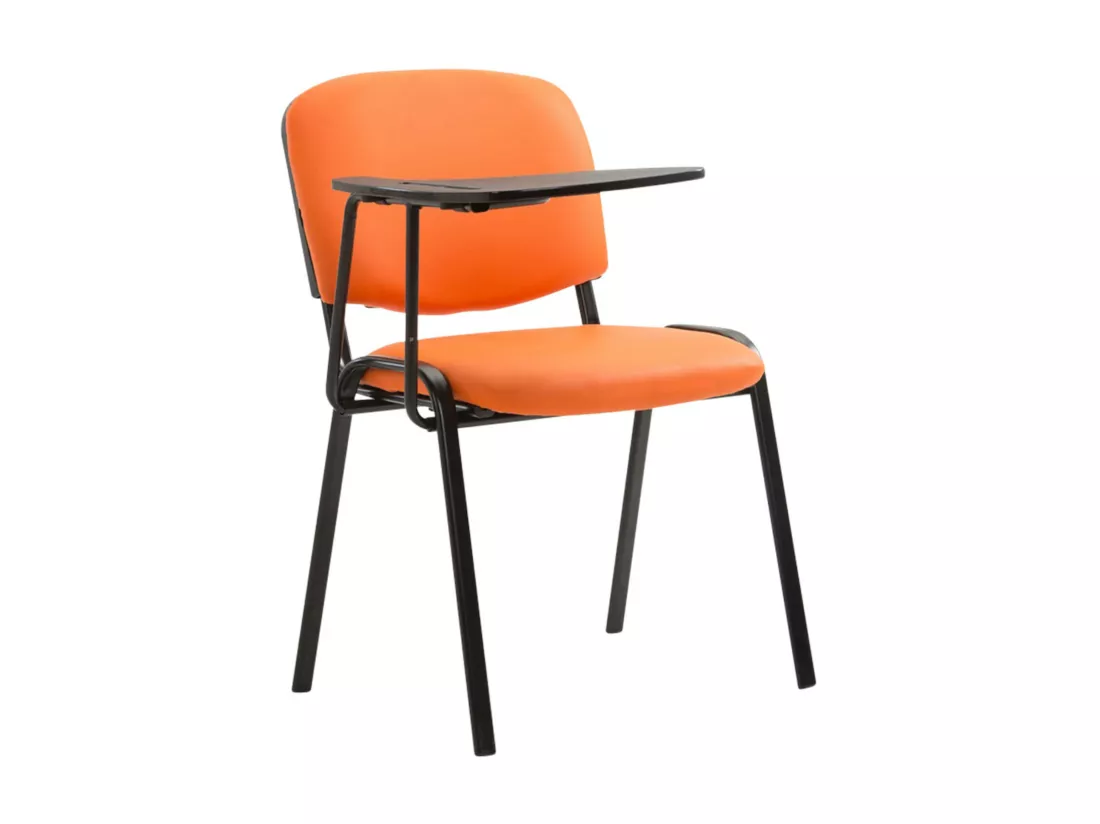 Lot de 4 Chaise de conférence - Similicuir & Métal noir mat - Orange - Ken mit Klapptisch