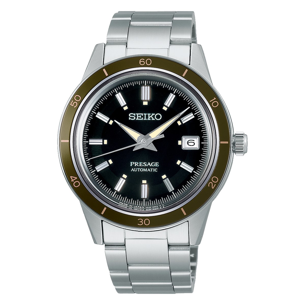Montre Seiko automatique acier cadran noircollection Présage