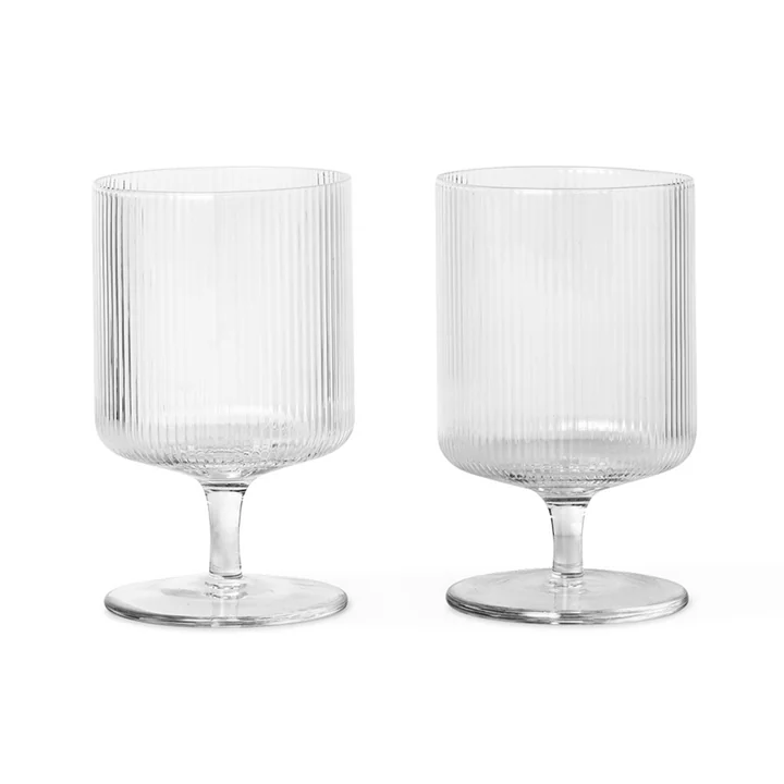 Ferm Living - Ripple Weinglas, klar (2er-Set)
