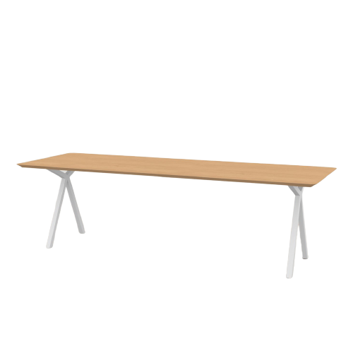 Studio HENK tafel Slim X-type Rechthoekig - wit frame, hardwax light 3041 220 x 90 cm | HWO NL 3041 | Verjongde Rand | Frame Wit