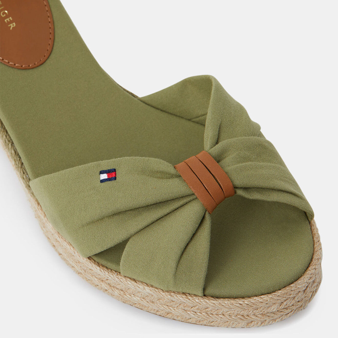 Tommy Hilfiger Sandales compensées Basic Opened Toe kaki - Talon 6.5 cm