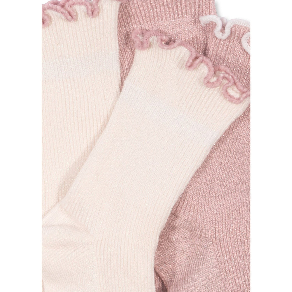 Køb Konges Sløjd Rose/Off White 2 Pak Rib Flæse Strømper