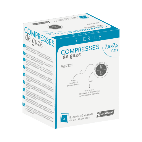 Compresses de gaze stérile100% coton Euromedis