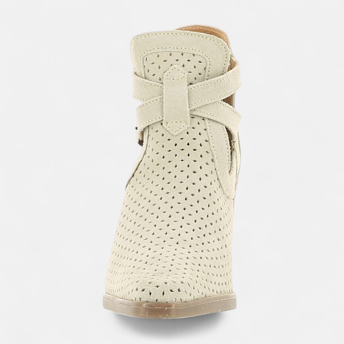 Boots à talon Femme en cuir beige