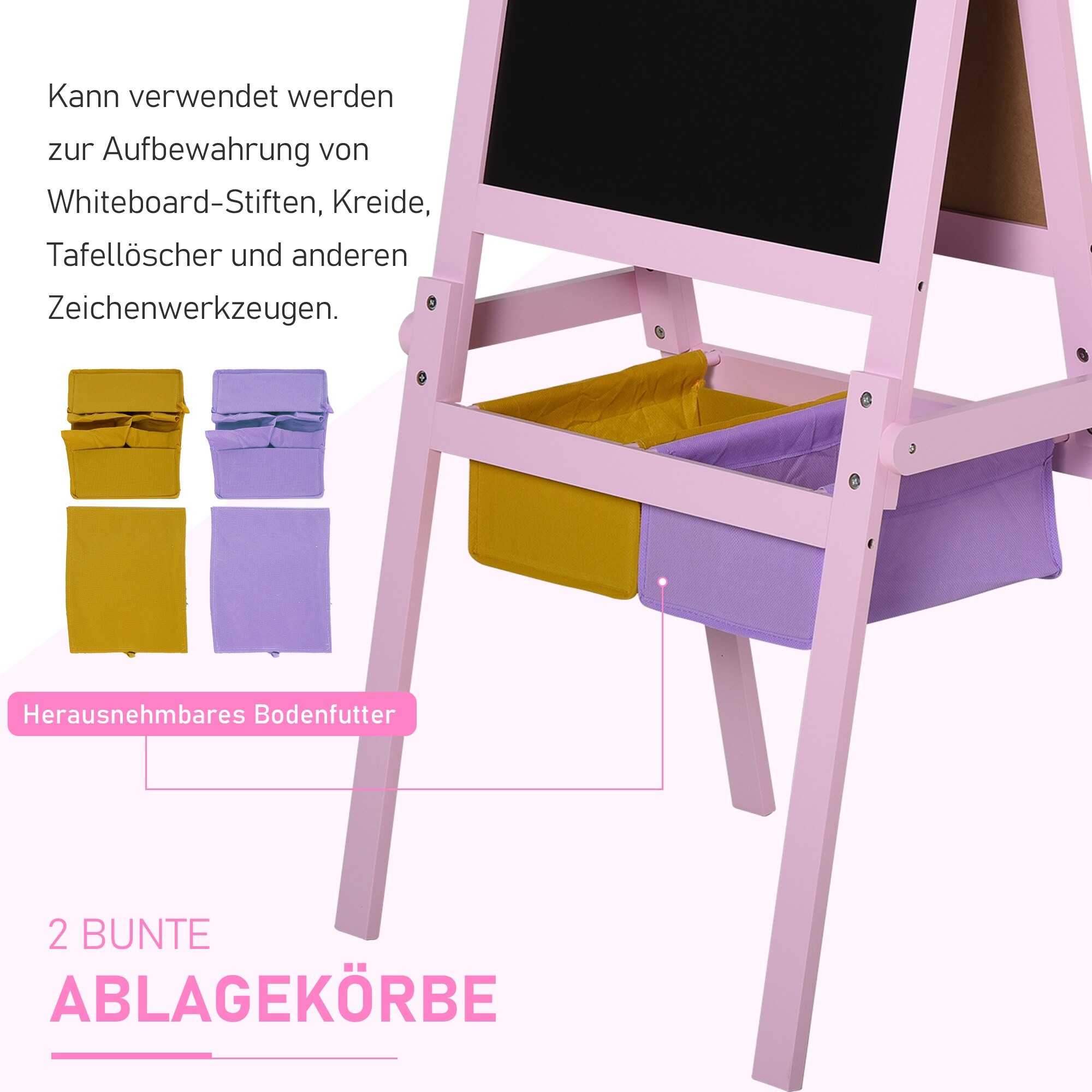 HOMCOM 3in1 Kindertafel rosa 58,5 x 50,5 x 118 cm (LxBxH)
