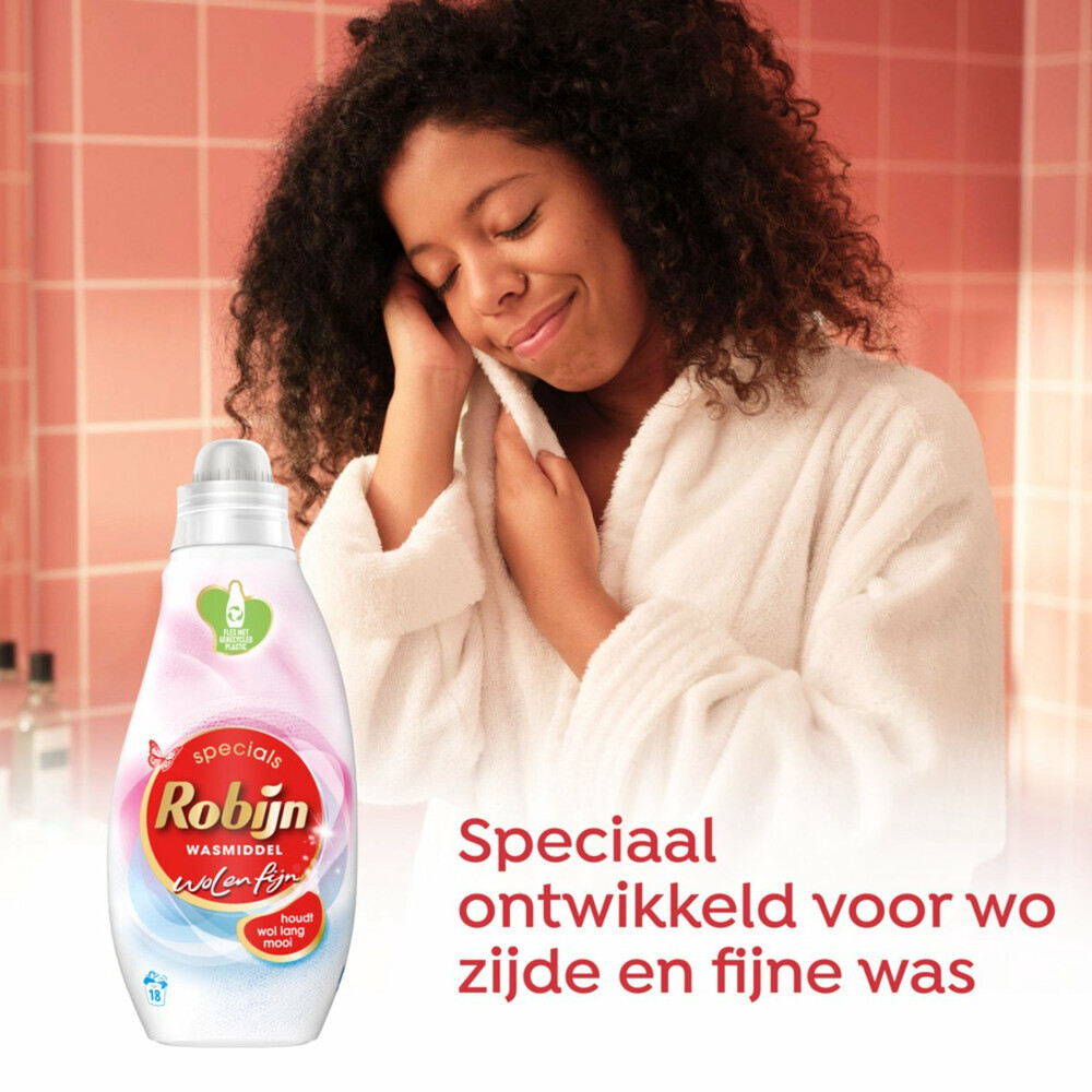 6x Robijn Vloeibaar Wasmiddel Wol & Fijn 18 Wasbeurten720 ml