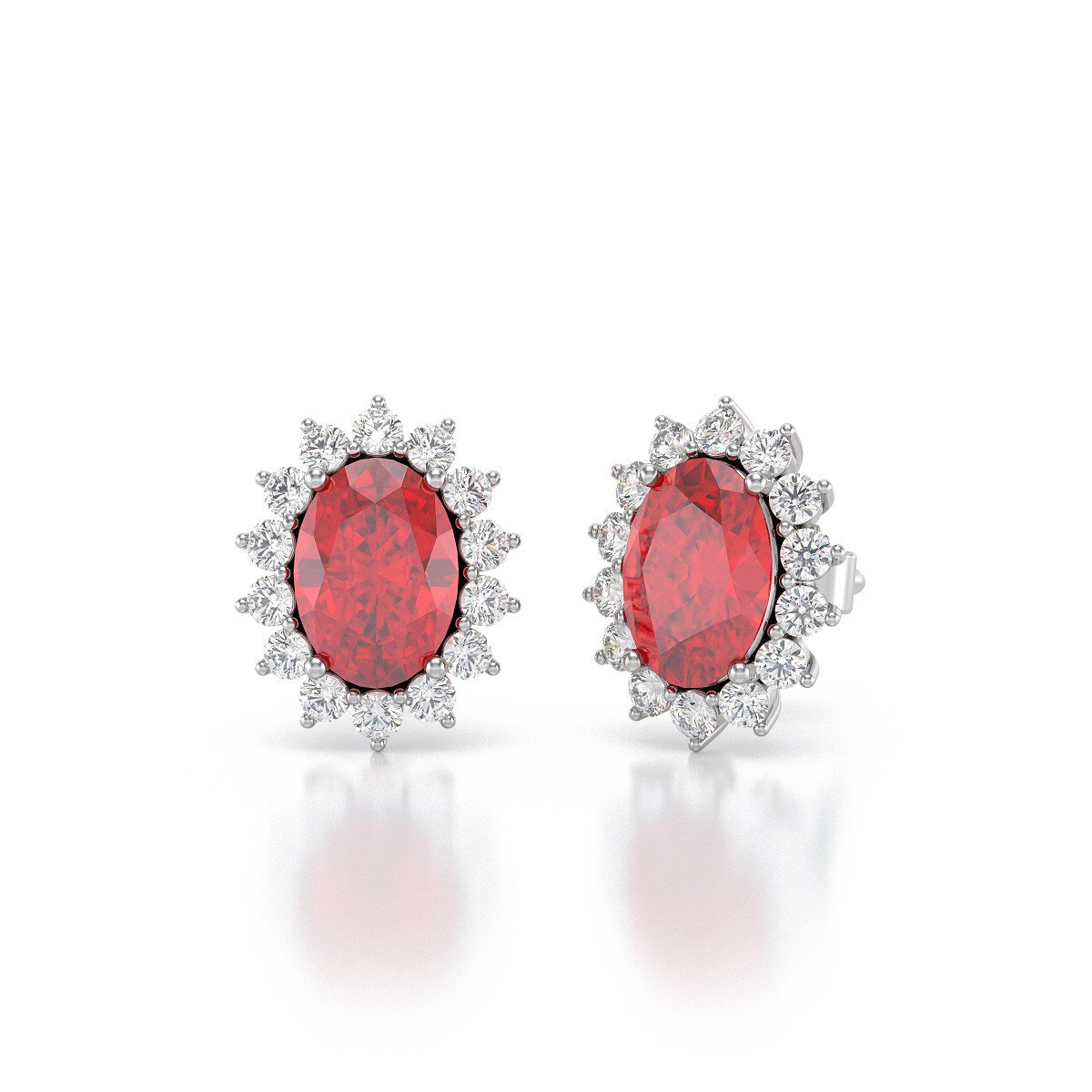 Boucles d'oreilles ADEN Rubis et Diamants sur Argent 925 2.25grs
