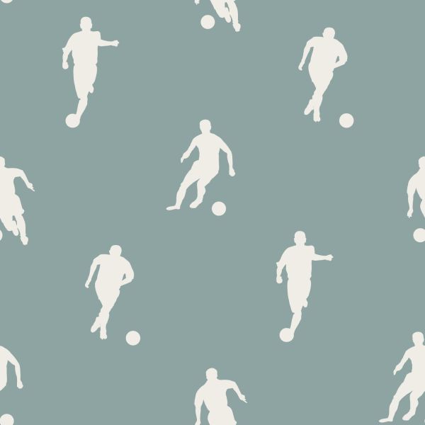 Estahome Voetbalspelers Behang - 0,53 x 10,05 m - Vergrijsd Blauw
