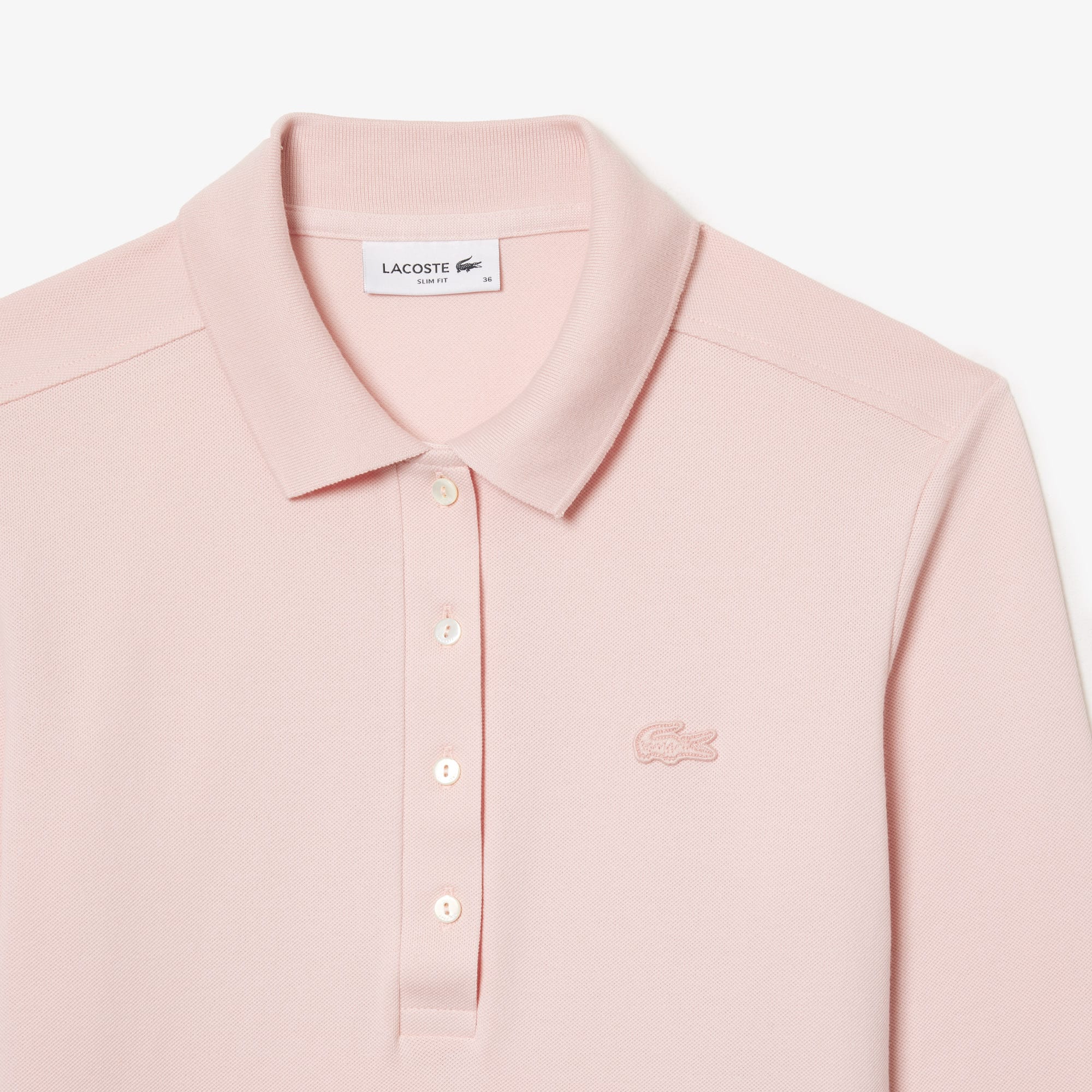 Polo Lacoste slim fit à manches longues en piqué stretch Manches Longues - Rose - Lacoste - Femme