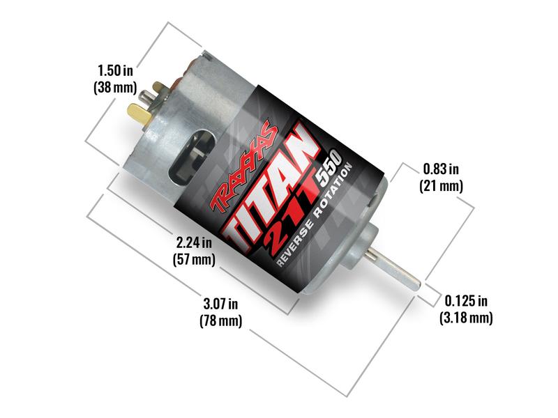 Traxxas Brushed Motor Titan 550 Reverse 21T, 14 V 550er Bürstenmotor für Fahrzeuge im Massstab 1:10