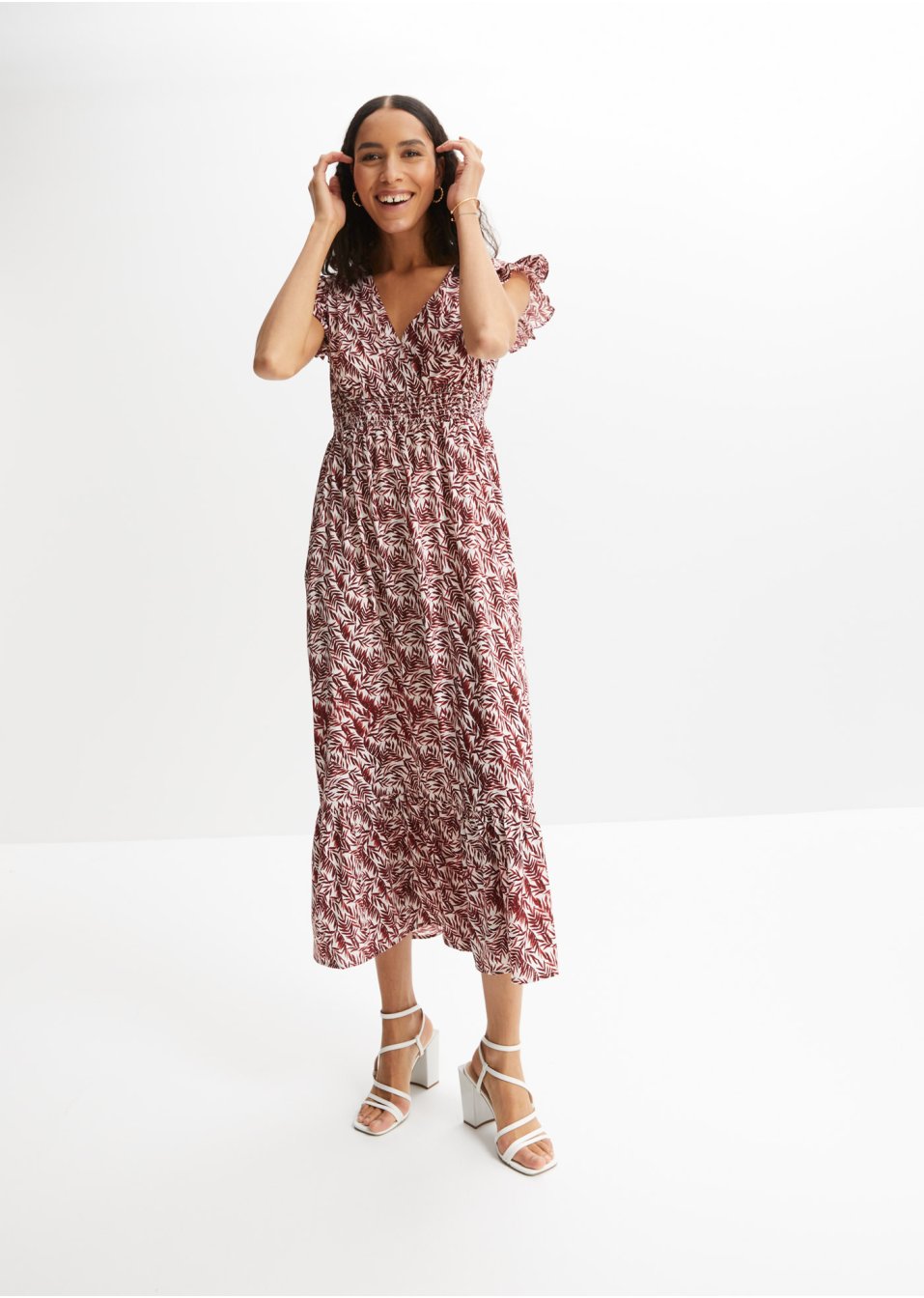 Robe midi à manches papillon