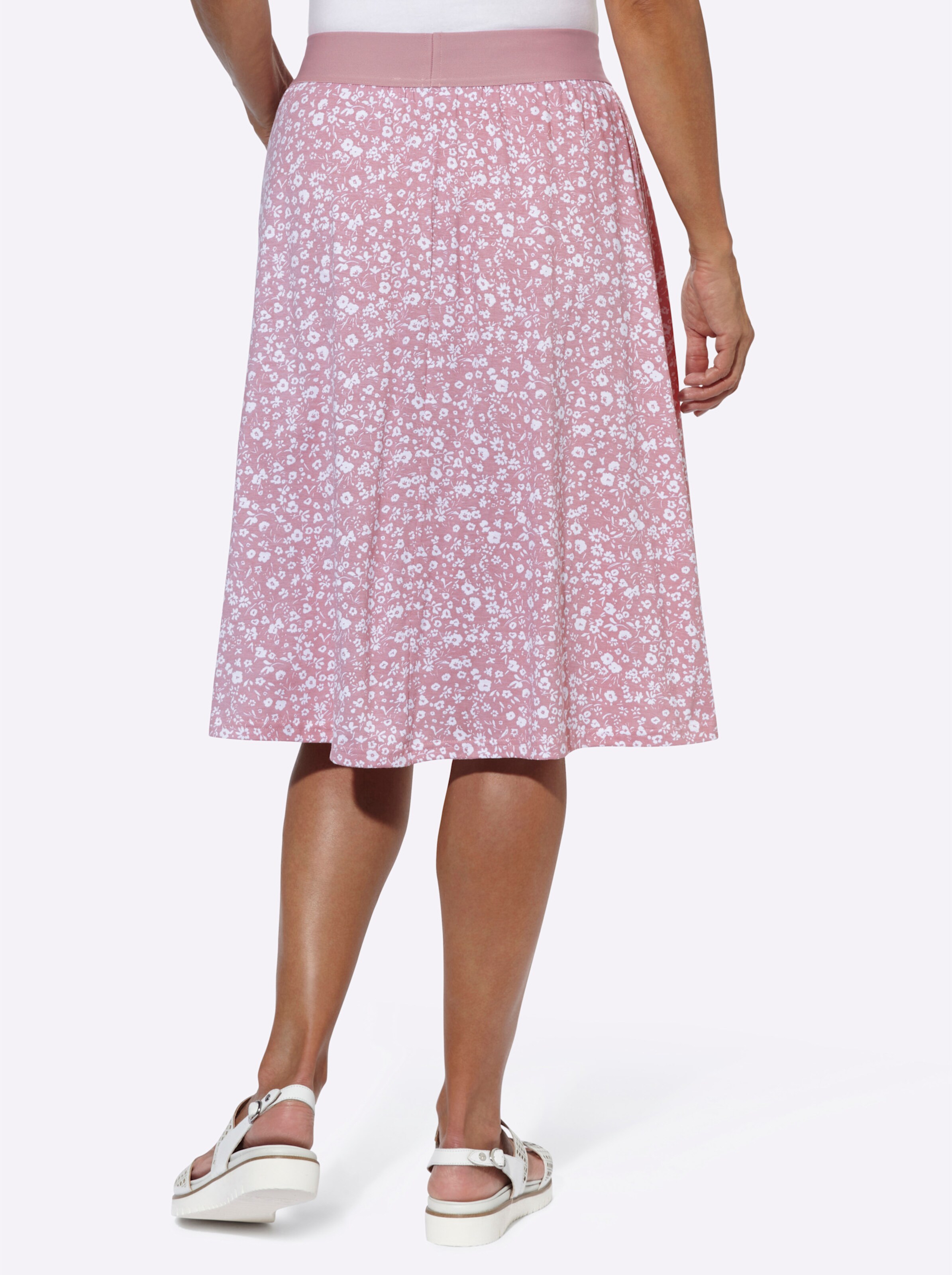 Jersey-Rock in mauve + mauve-weiß-bedruckt