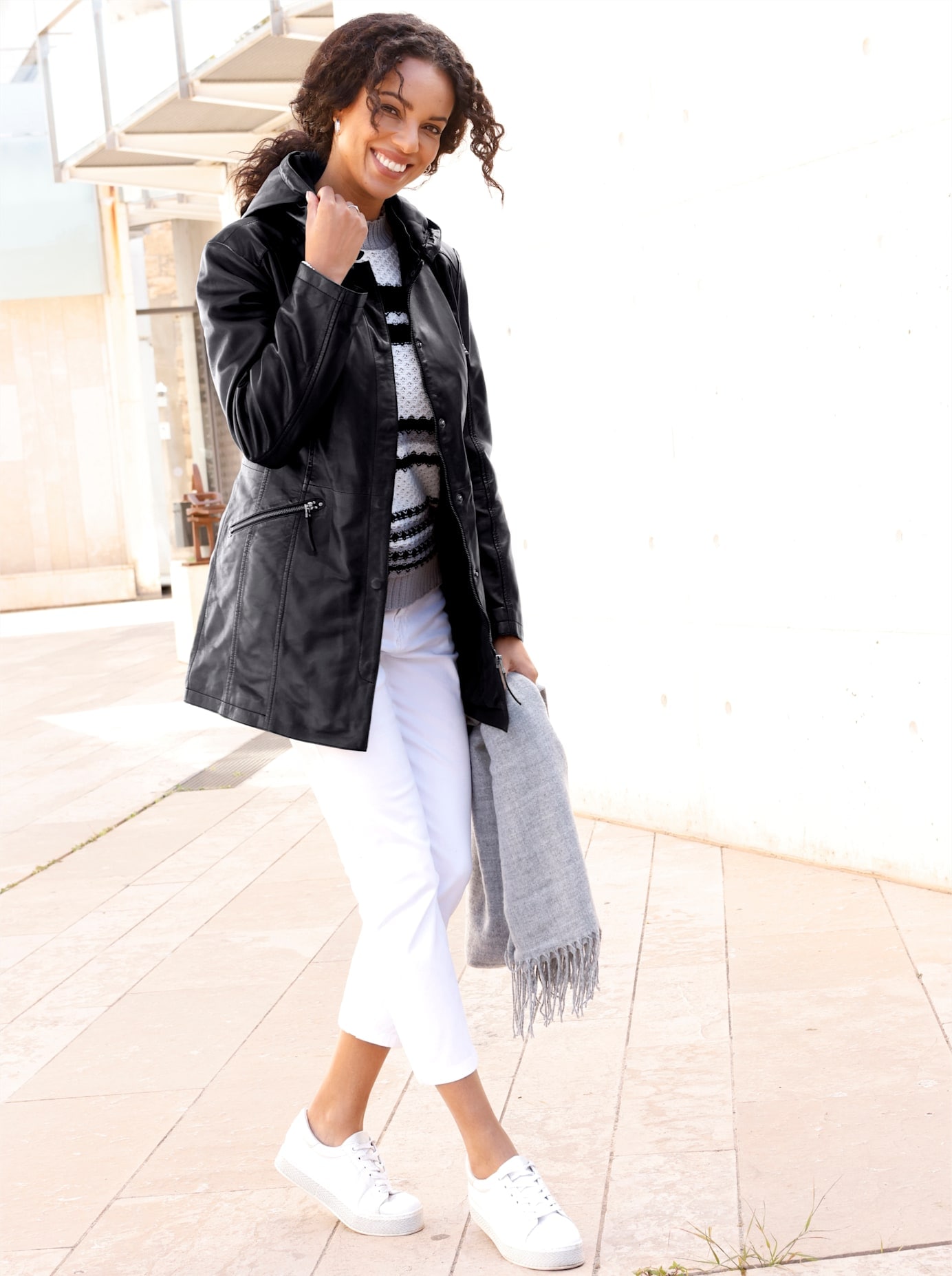 Casual Looks Lederjacke mitKapuze