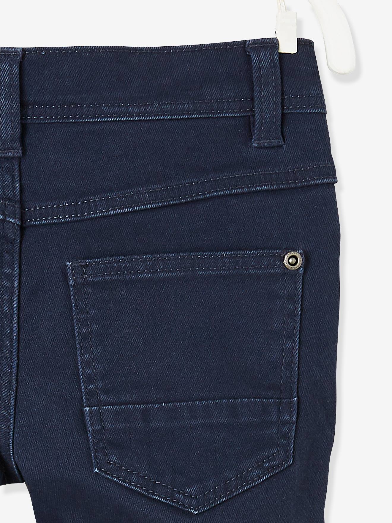 Calças Morphologik slim-fit com corte amplo no quadril, para meninos, azul escuro liso.