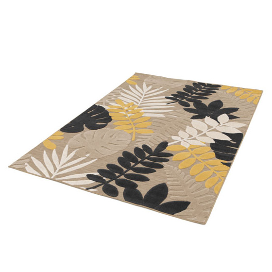 Tapis intérieur et extérieur en relief - palmera - beige et noir - 200 x 290 cm
