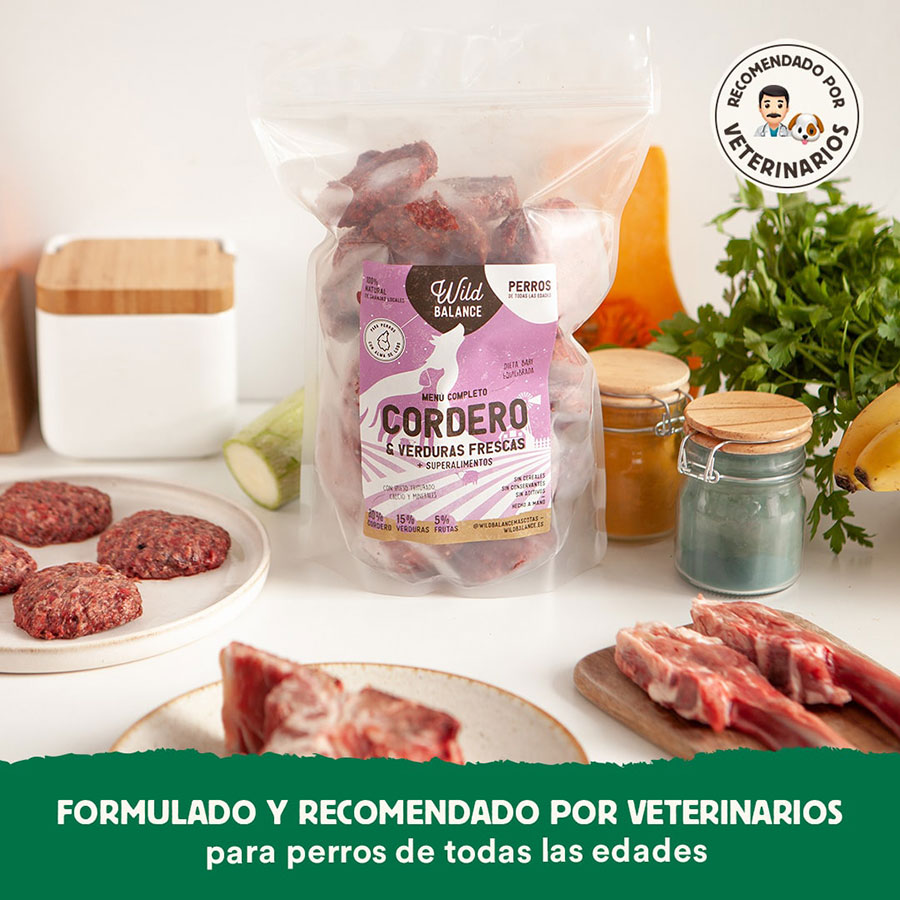 Pacote completo de dieta BARF para cães, sabor cordeiro.