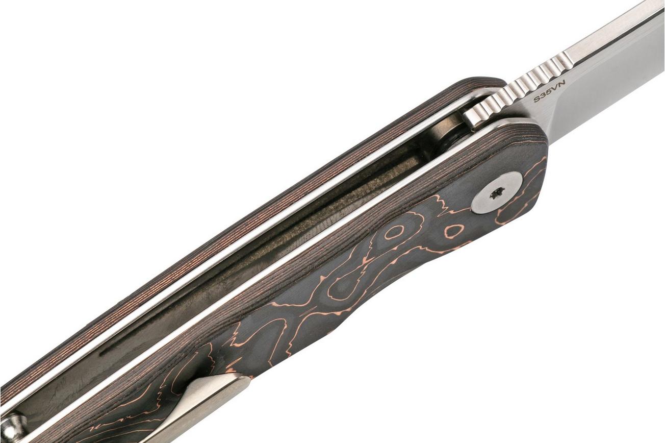 QSP Knife Otter QS140-B1 Satin, Copper Foil Carbonfiber zakmes