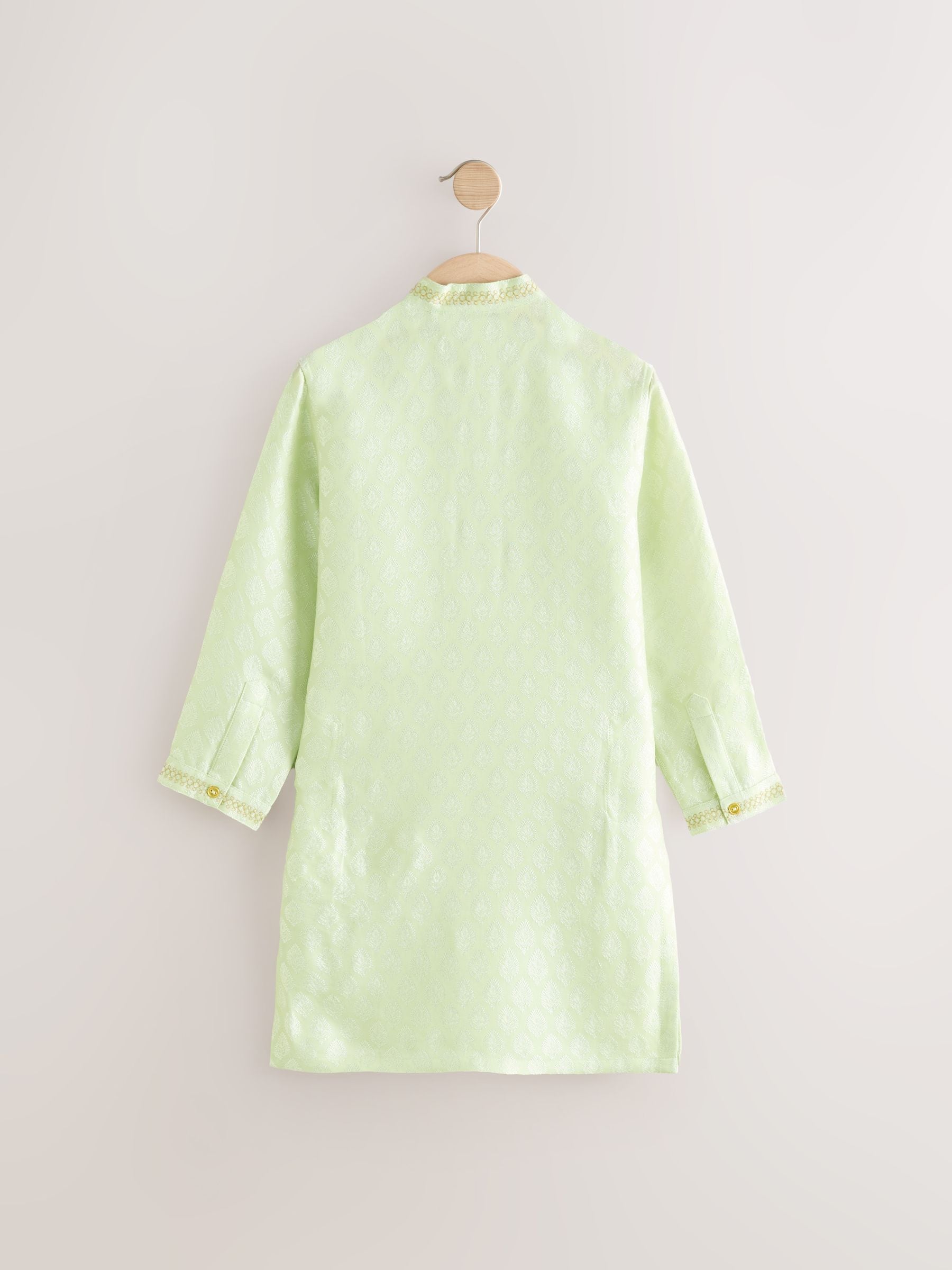 Lichtgroen geborduurd - Kurta (3mnd -16jr)