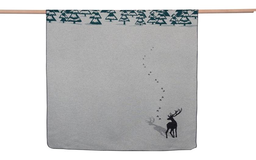 Decke Hirsch im Wald 140 x 200 cm, GrauWohndecke