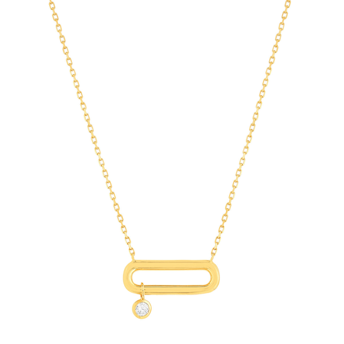 Collier plaqué or motif ovale zirconia 45 cm