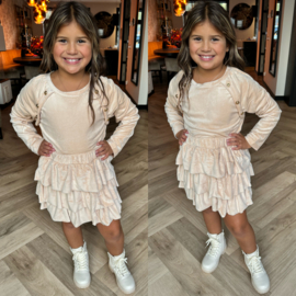 Velvet buttoned set - beige