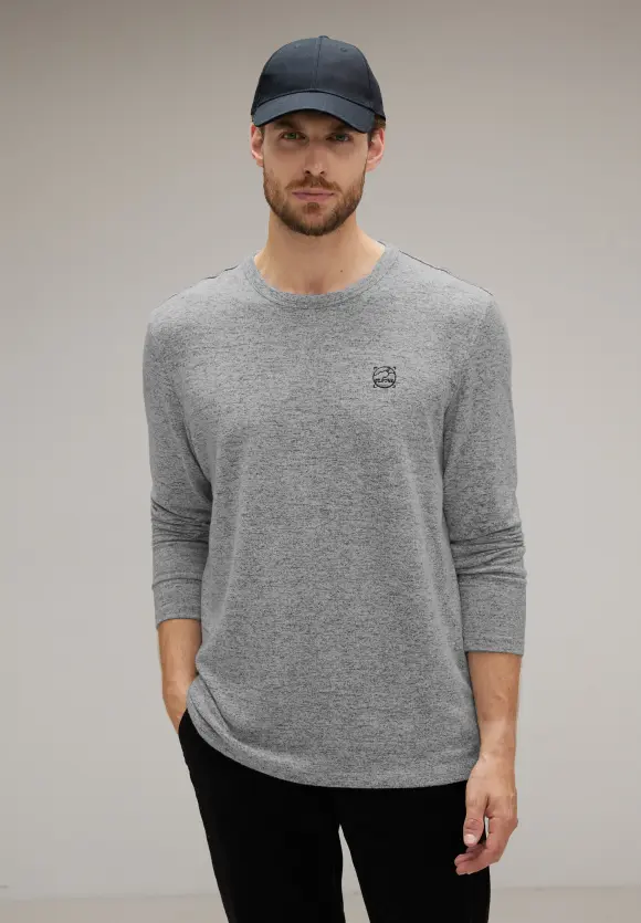 Softes Melange Langarmshirt - stone grey melange
