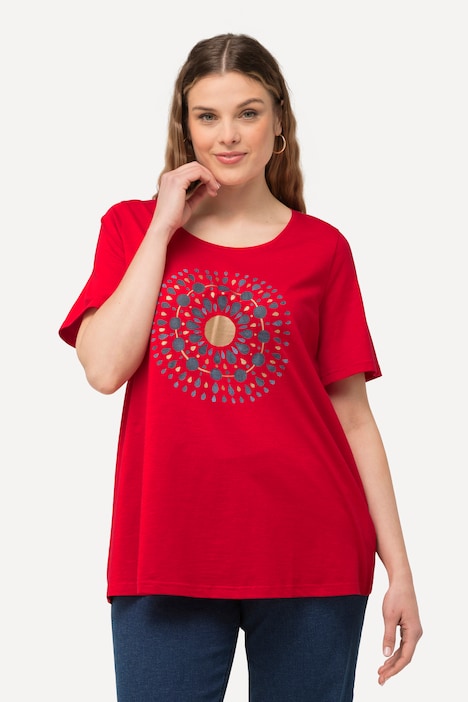 T-Shirt, Mandala, A-Linie, Rundhals, Halbarm