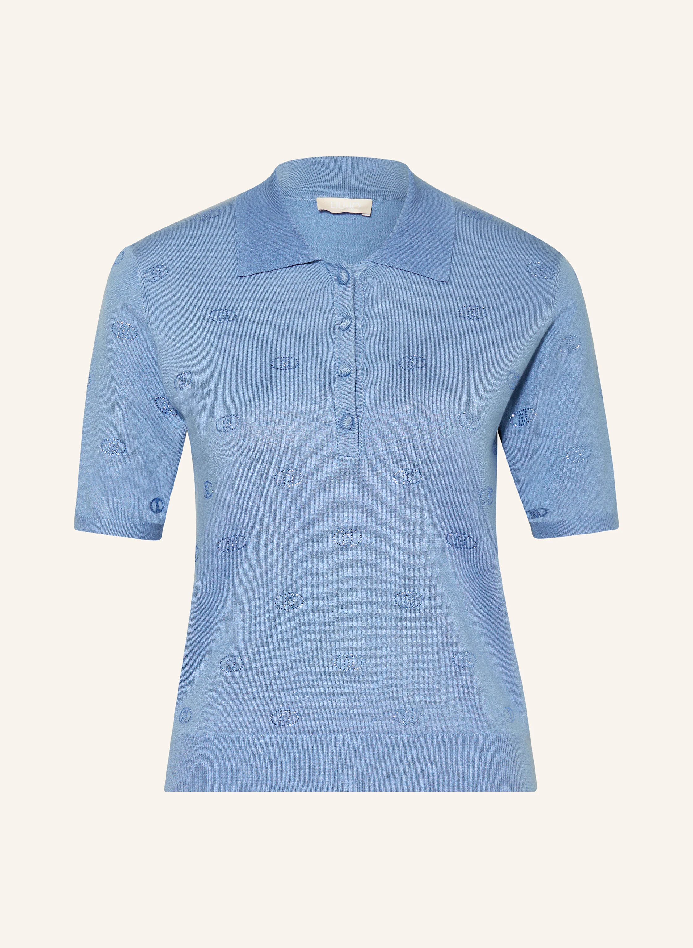 LIU JO Strick-Poloshirt mit Schmucksteinen