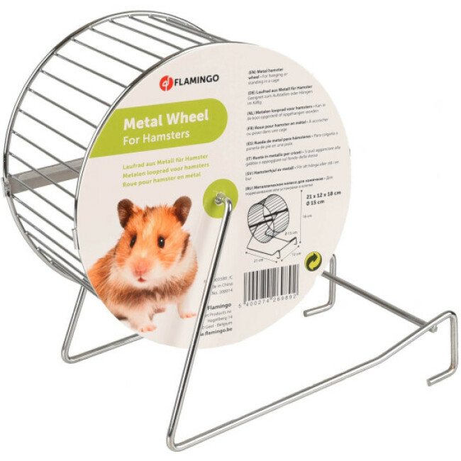 Roue d'exercice en métal chromé Flamingo pour hamsters