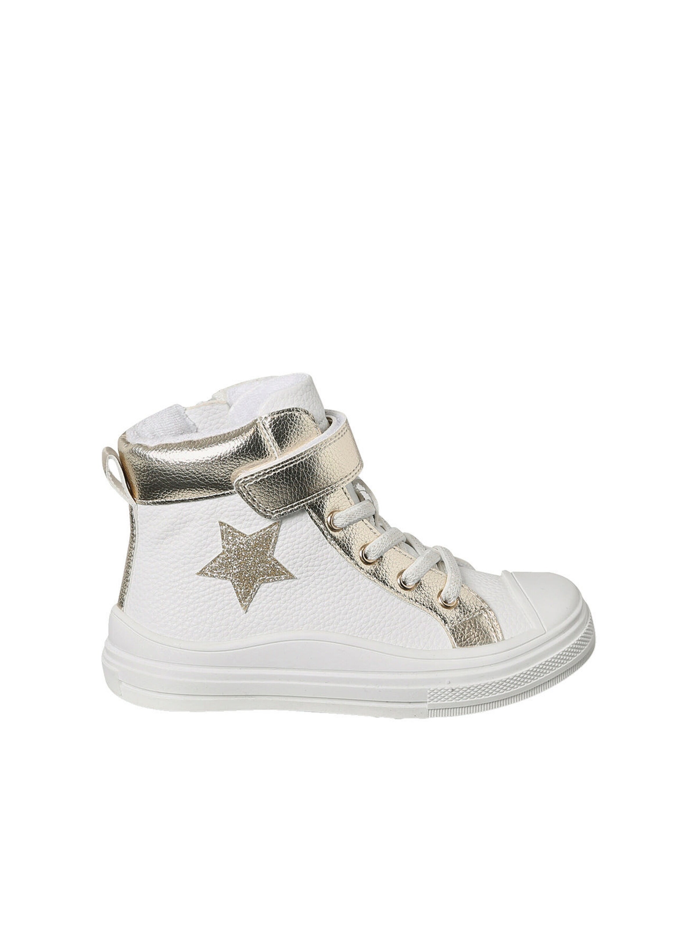 Vertbaudet Mädchen High-Sneakers, Reißverschluss und Schnürung weiß