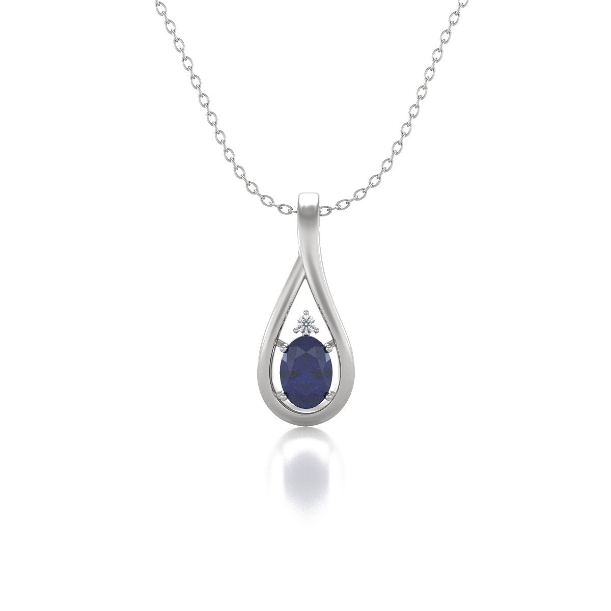 Collier Pendentif Saphir & Diamant en Or Blanc - Cadeau d'Occasion Spéciale | Aden