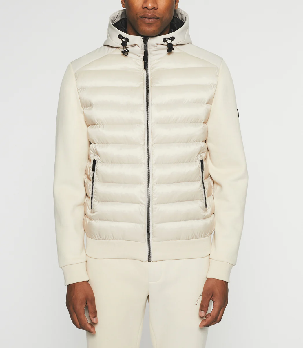 Gilet zippé à capuche uni écru SWBENT