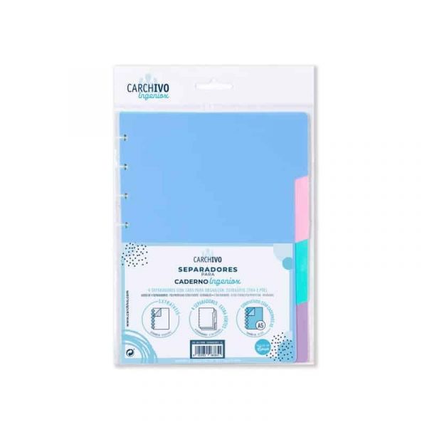 Carchivo 4 Separadores para Caderno Inteligente Ingeniox A5 Pastel