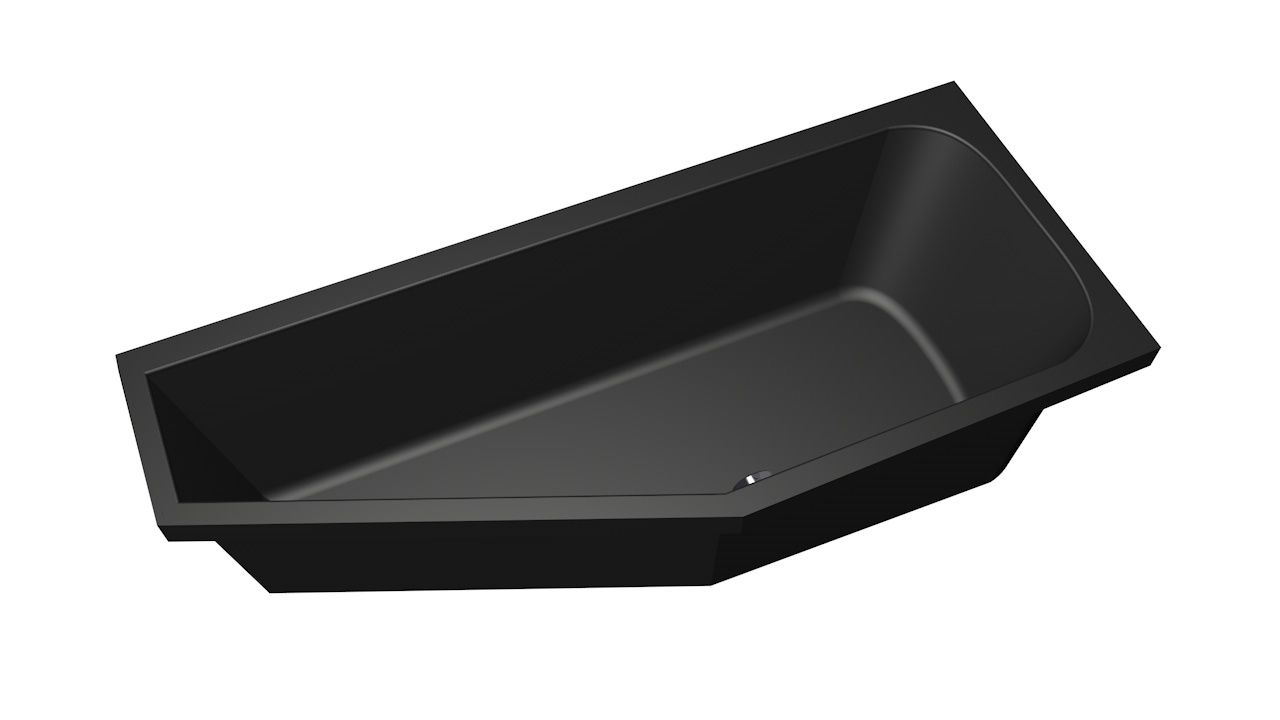 Xenz Lagoon Compact badkuip rechts 170x75x45cm ebony mat zwart