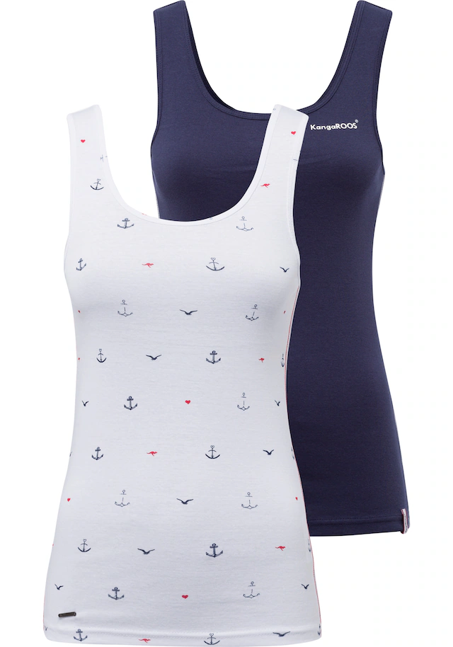 KangaROOS Ripptanktop Packung, 2-er Pack, 2 Stk. tlg. im Doppelpack - 1x uni + 1x bedruckt