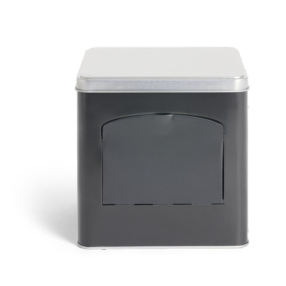 Boîte conservation avec ouverture métal noir et gris 14,5x14,5x14,5cm
