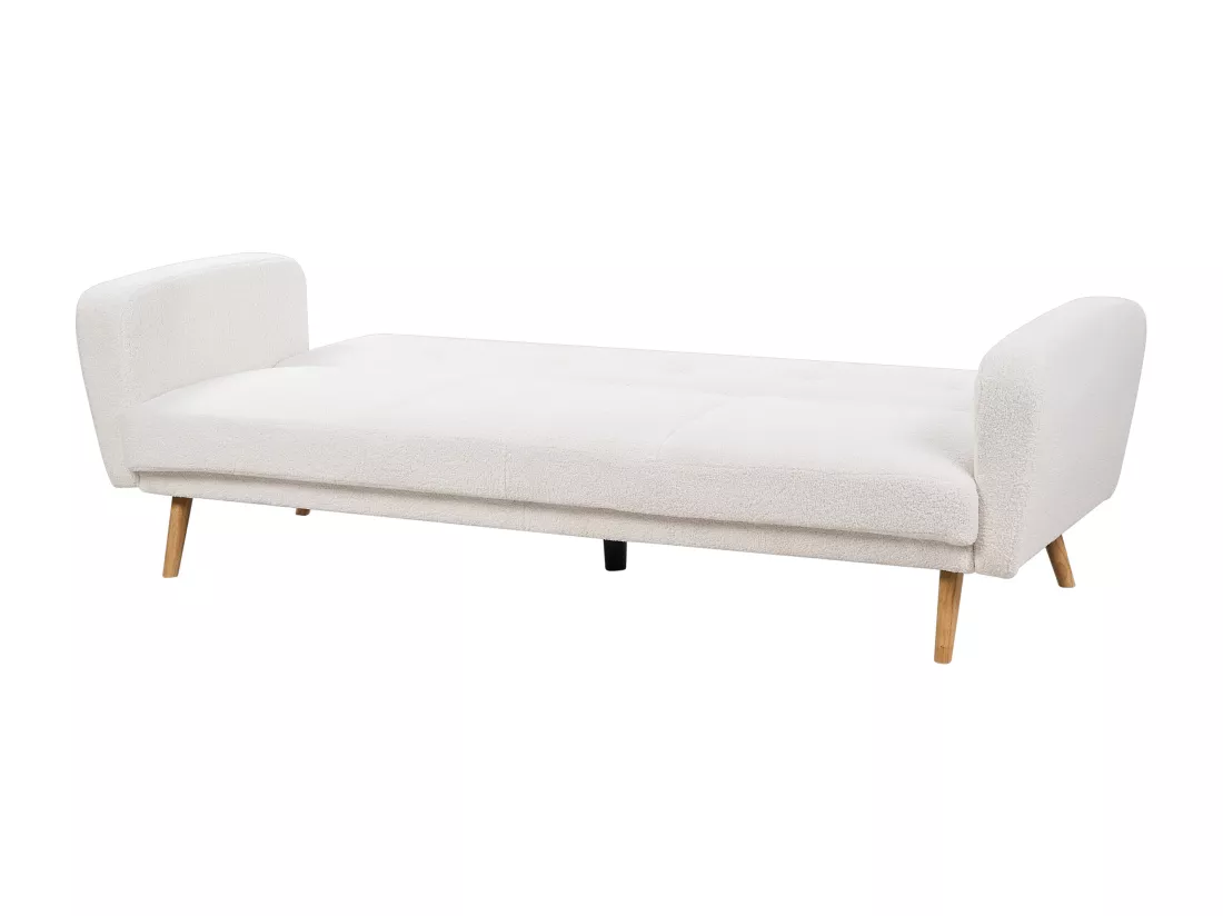 Canapé convertible 3 places en tissu bouclé blanc FLORLI