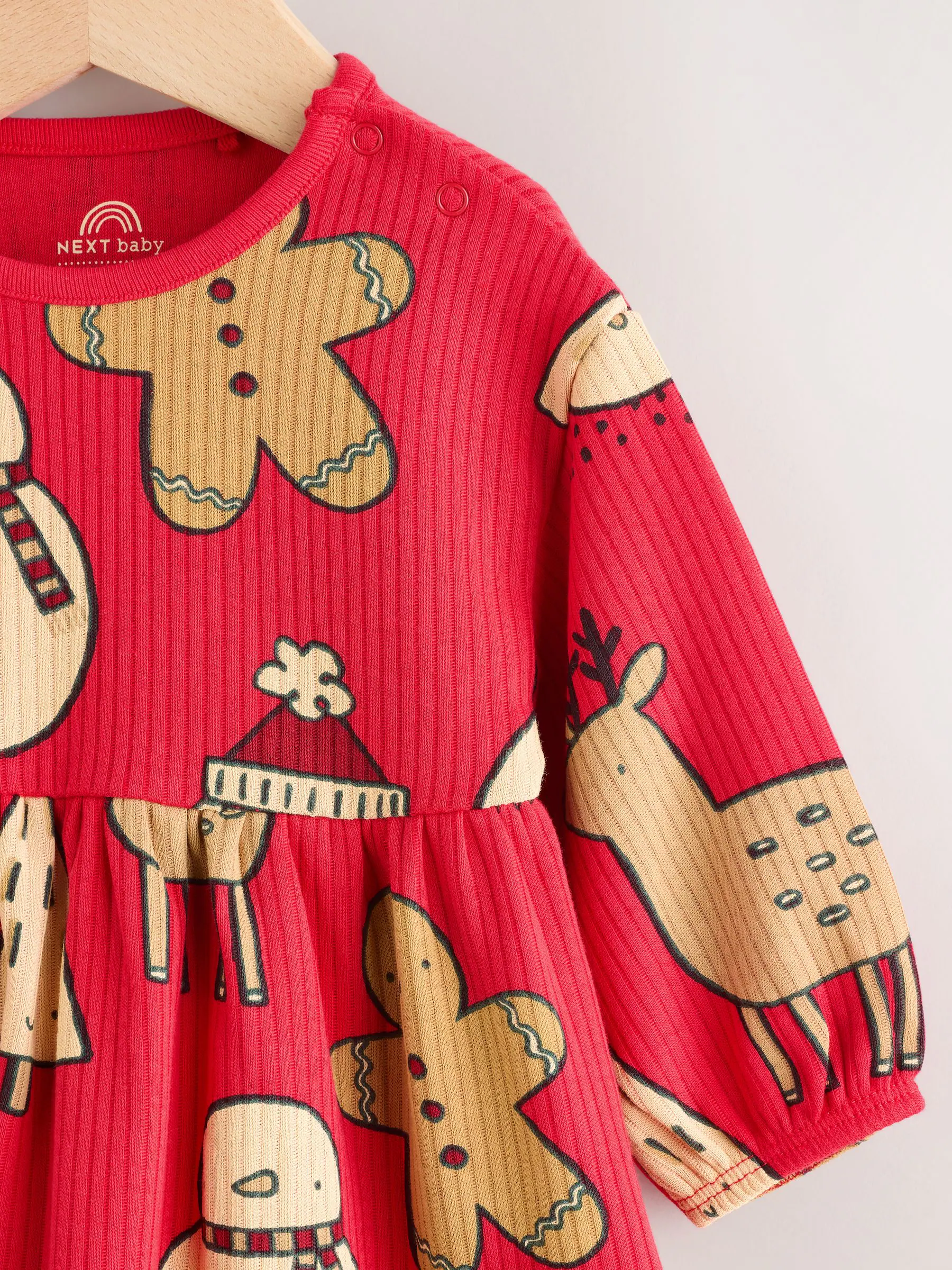 Rood figuurtjes - Jersey babyjurk met kerstprint (0mnd -2jr)