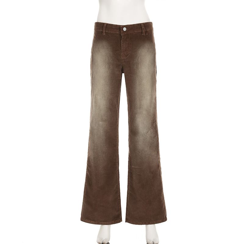 Cincine - Low Rise Washed Corduroy Flared Pants