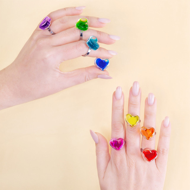 Bague en verre soufflé - Coeur Nano transparent
