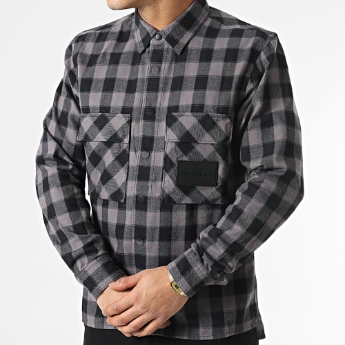 Surchemise A Carreaux Buffalo Check 0345 Noir Gris Anthracite